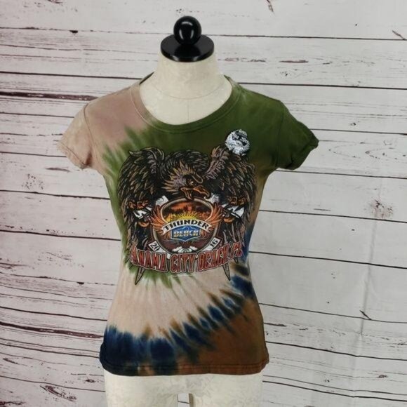 Thunder Beach 2016 Tie-Dye T-Shirt With Eagle Design & Panama City Beach FL Grap - Picture 7 of 7